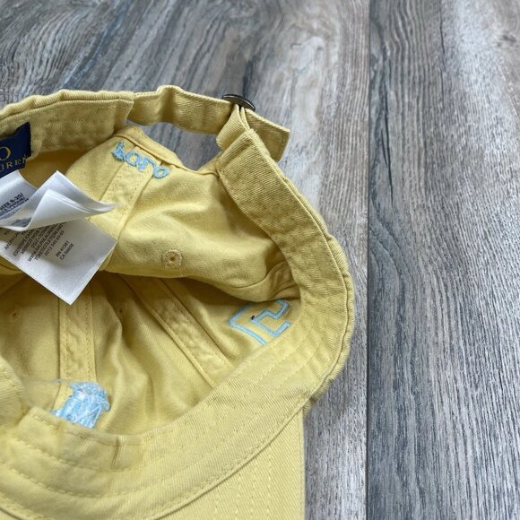Ralph Lauren Polo Kids Boys Youth Hat Cap Strap Back Yellow Blue Big Pony 8-20 - Picture 7 of 11